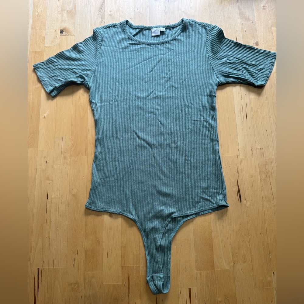 TWIK Simons Sage Green Bodysuit One Piece with Crew Neck